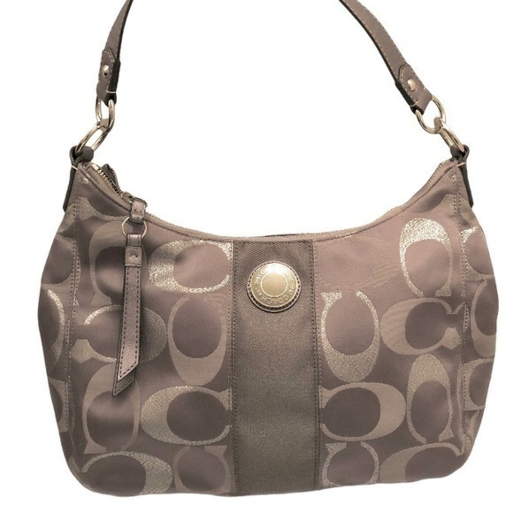 Coach silver sateen leather bag